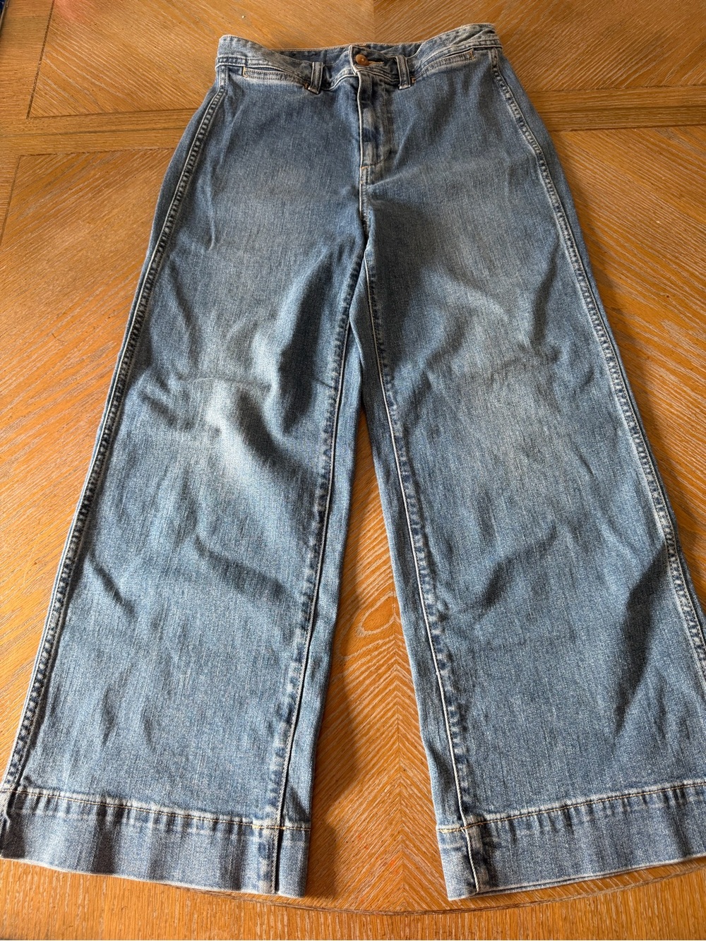 GAP Wide Leg Cuffed Jeans Medium Wash Denim Trouser Y2K 90s Style